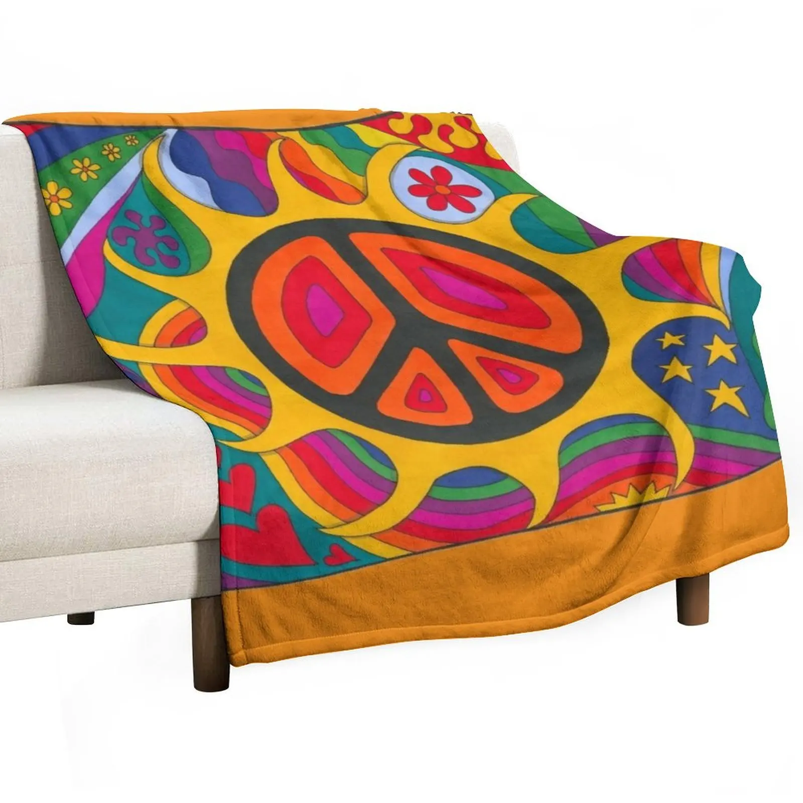 Psychedelic Flaming Peace Throw Blanket Extra Large Throw Luxury Brand Fashion Sofas For Sofa Thin Tourist Decoratives Blankets