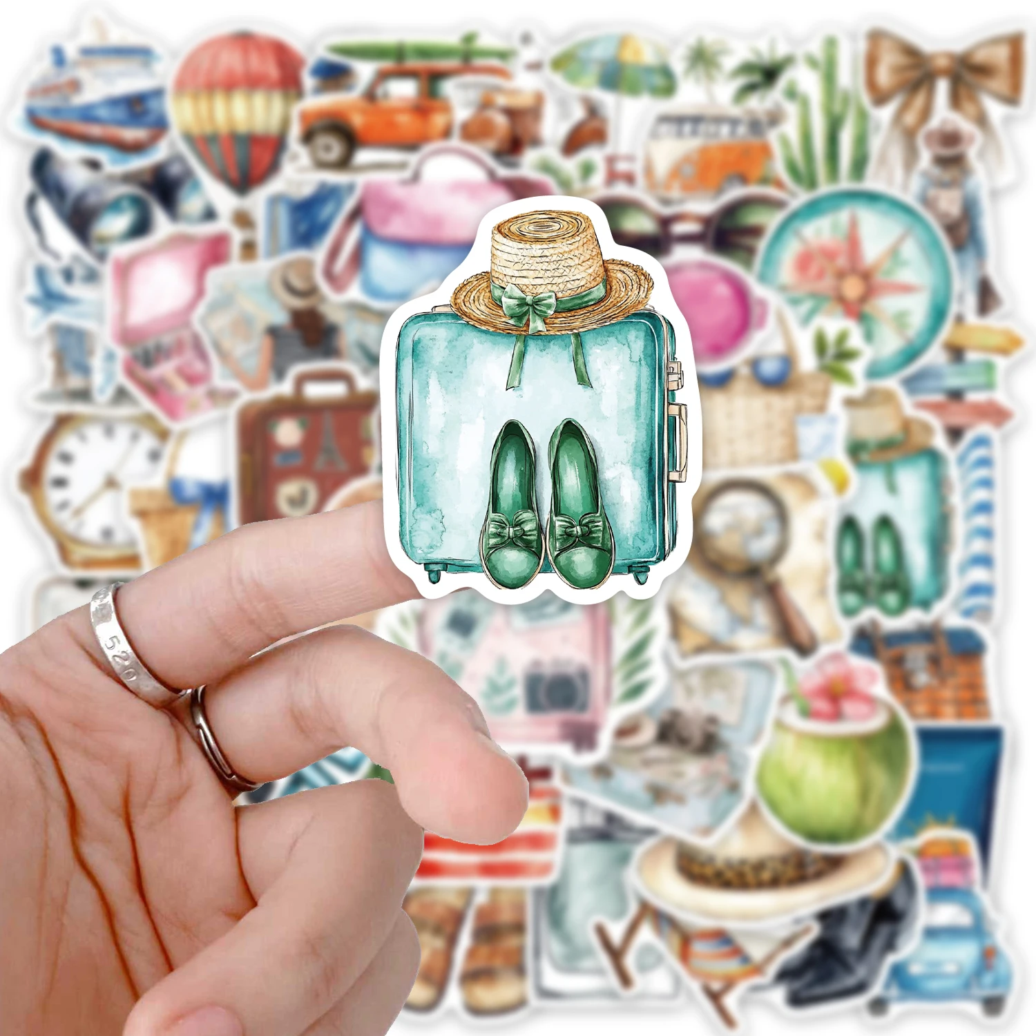 50 قطعة من ملصقات موضوع السفر DIY جراب هاتف الكمبيوتر المحمول زجاجة ترمس لعبة ملصقات