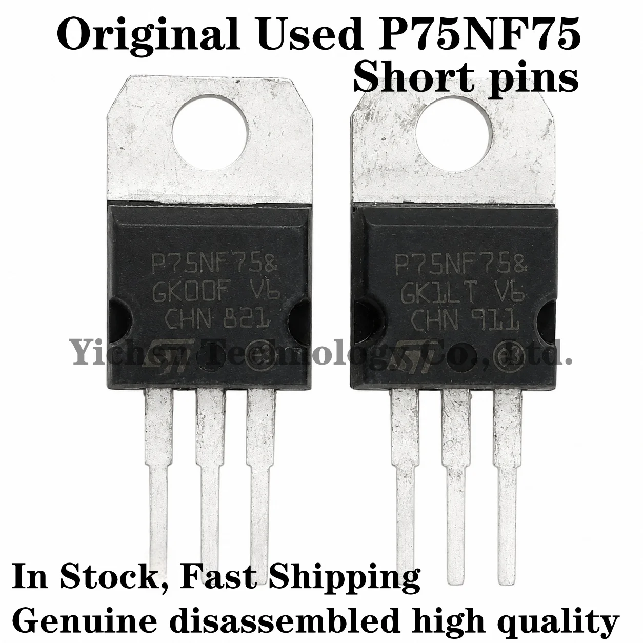 10pcs-50pcs Original disassembly Transistor Short pins STP75NF75 P75NF75 75N75 75A75V MOS TO-220 In Stock