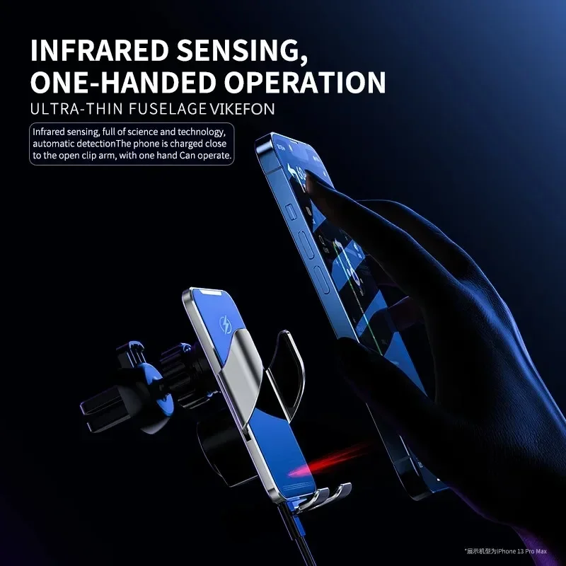 Wireless Car Charger Stand Auto Car Mount Phone Holder For iPhone 16 15 14 13 Samsung Xiaomi Infrared Induction Fast Charging image 4