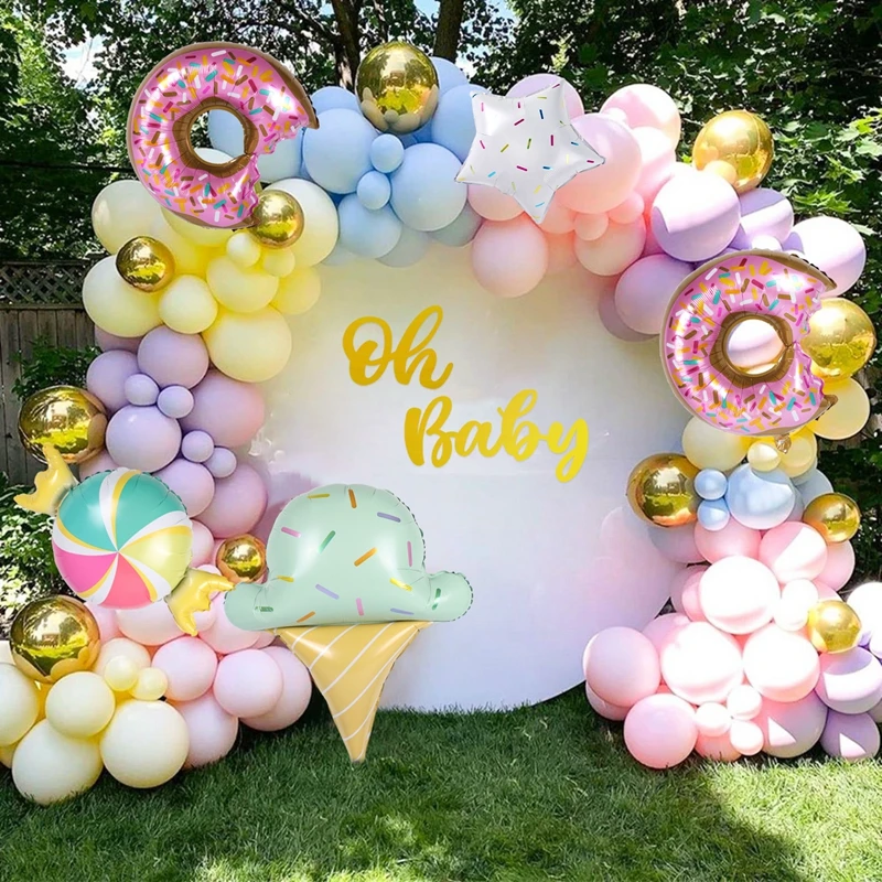 Balloons Garland Arch Kit Latex Balloons Donut Ice Cream Confetti Globos Wedding Party Decor Baby Shower Wedding Supplies