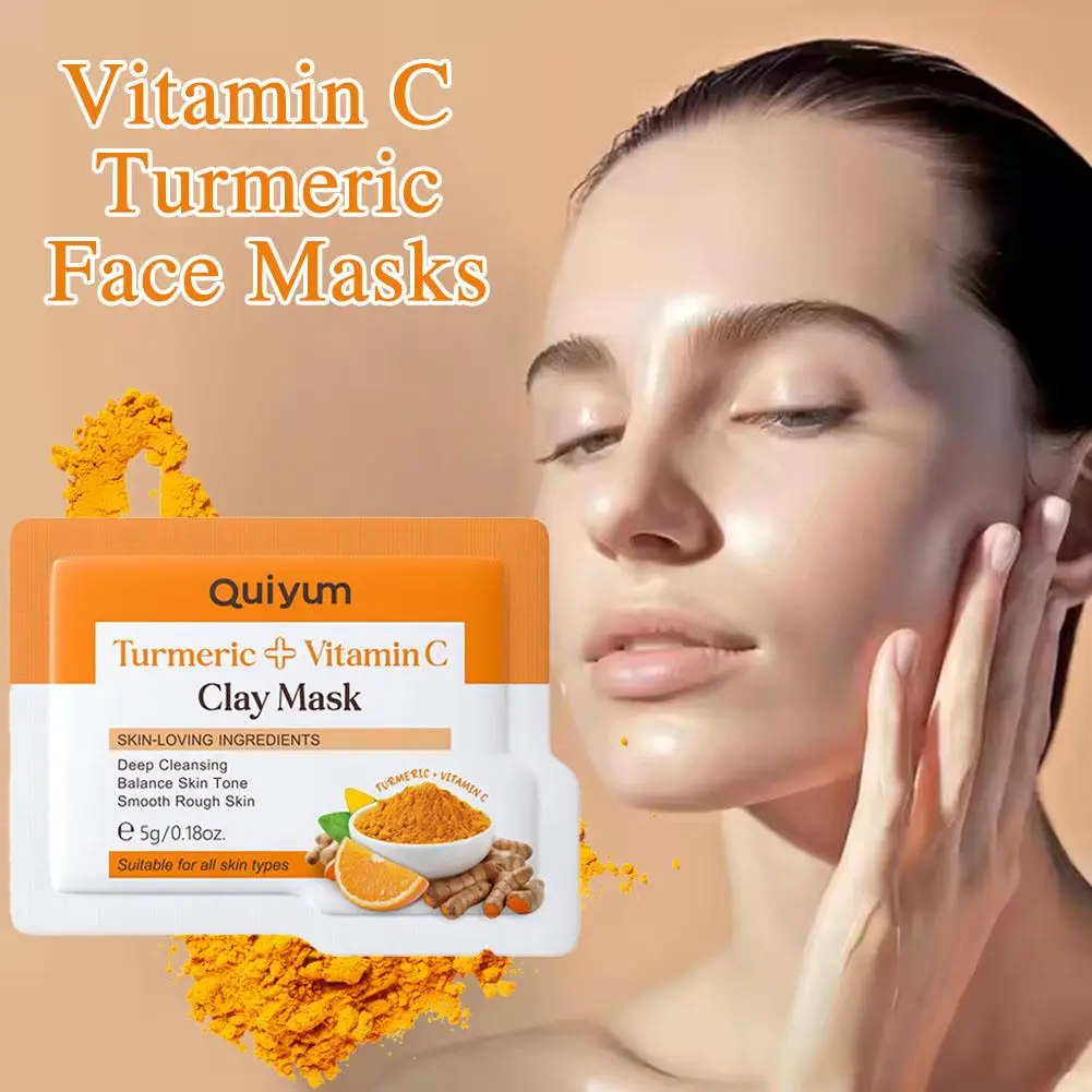 Vitamin C Turmeric Face Masks Skin Care Face Blemish Moisturizing Deep Cleansing Pores Mask Facial Remover Shrinking Lighte G3T9