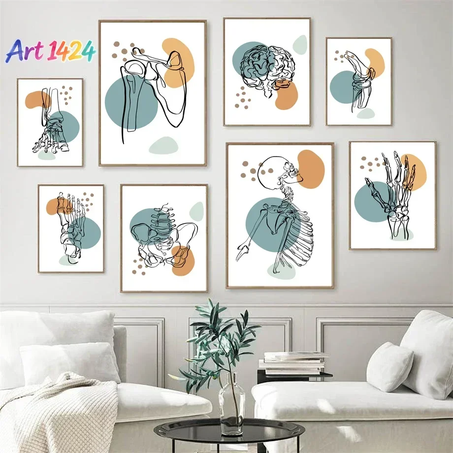 Human Anatomy Hand Foot Spine Skeleton Medical Wall Art Canvas Painting Nordic Posters And Prints Wall Pictures For Clinic De