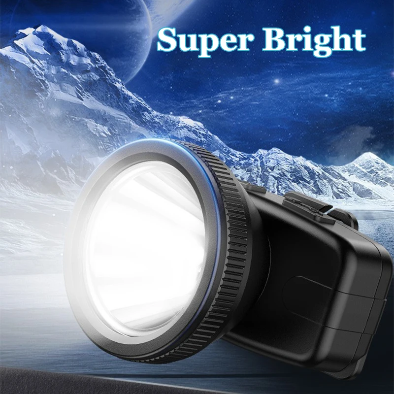 Most Powerful LED Headlamp High Lumen USB Rechargeable Headlight Waterproof Head Lamp for Camping Hiking Fishing Hunting