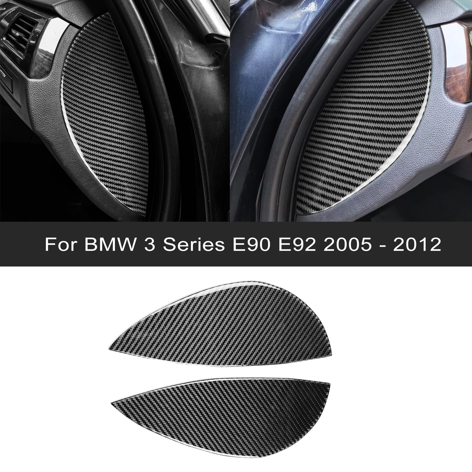 2Pcs Carbon Fiber Car Dashboard Both Side Panel Trim Decoration For BMW 3 Series E90 E92 2005 2006 2007 2008 2009 2010 2011 2012