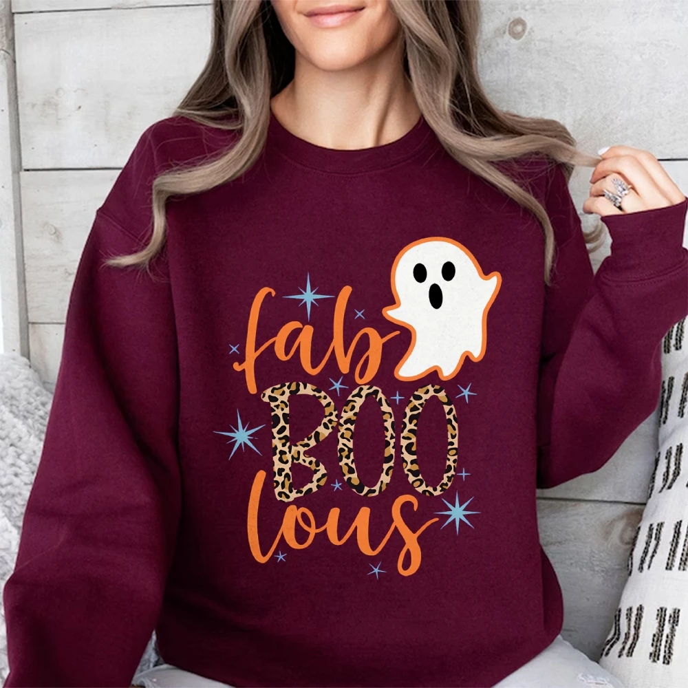 

Halloween Boo Long Sleeve Shirts Hocus Pocus Leopard Design Shirt Sisters Fall Halloween Outfits Funny Vintage Ghost Sweatshirt