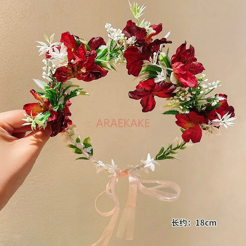 1pcs Flower garland headpiece, new style, seaside bride atmosphere, floral headband, hairpin, floral hair accessory