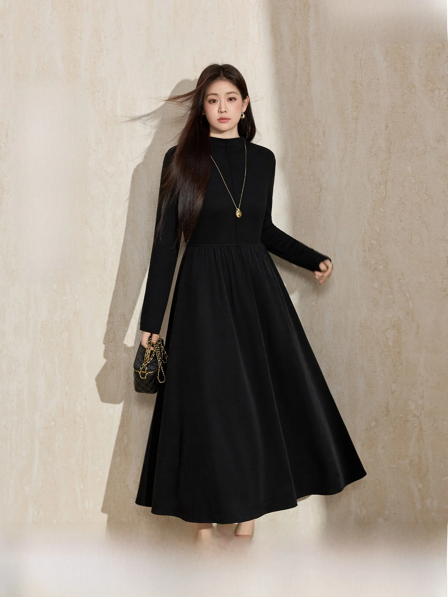 

Синяя женская вязаная юбка макси с завышенной талией, повседневная, из полиэстера, X-pe