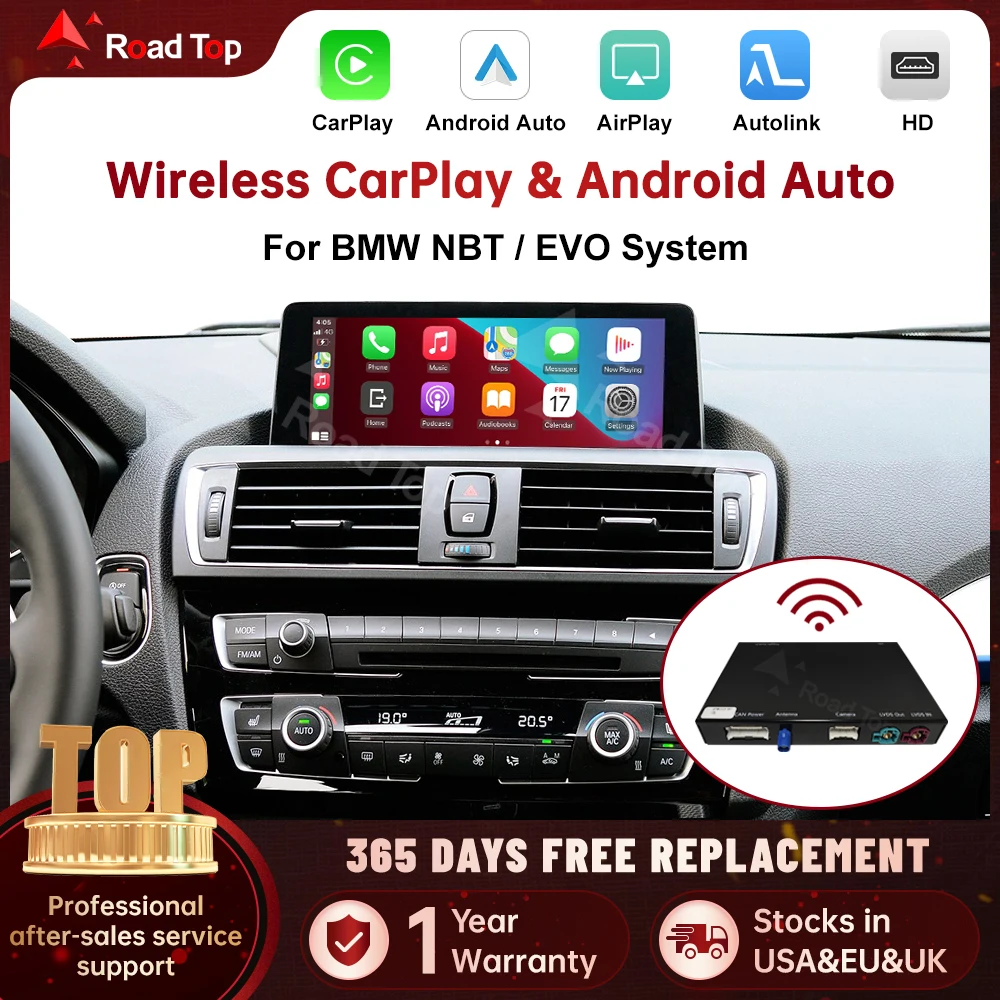 RoadTop Wireless CarPlay for BMW NBT EVO 1 2 3 4 5 6 7 Series X1 X3 X4 X5 X6 MINI F56 F15 F16 F25 F26 F48 F10 F22 F20 F30 F32