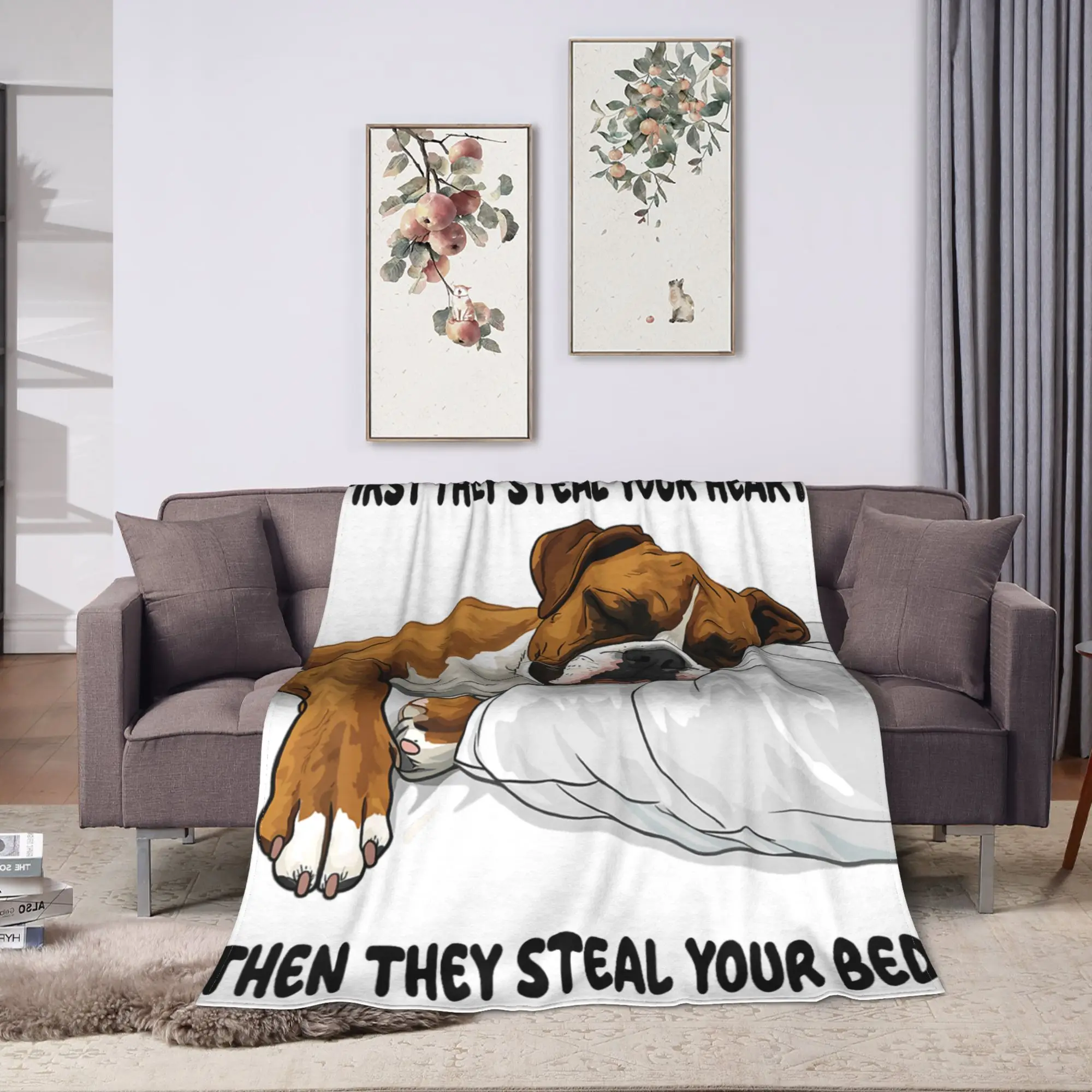 Boxer Sleeping Pajamas Nightgown Flannel Blanket Adults  Soft Throw Blanket Winter Living Room Bedspread Sofa Bed Cover