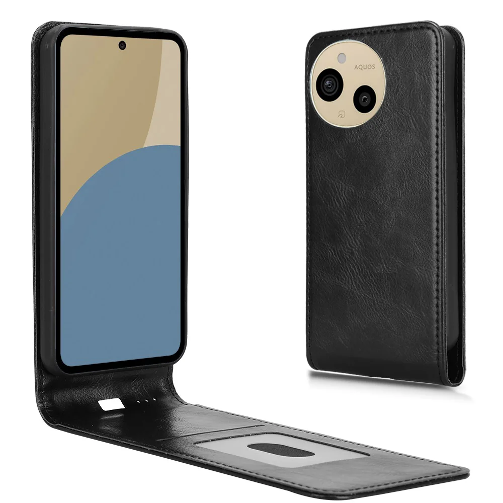 لشارب Aquos Sense9 الوجه العمودي حالة الرجعية السلس الجلد الجلود غطاء كامل حامل بطاقة ل Aquos Sense 9 SH-M29 أكياس الهاتف