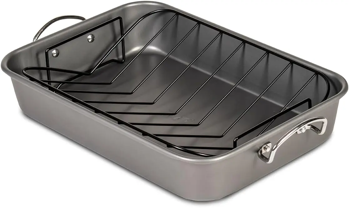 

Nonstick Roasting Pan with Rack, Large Oven Tray for Baking Turkey Chicken Veggies, Heavy Duty Bakeware