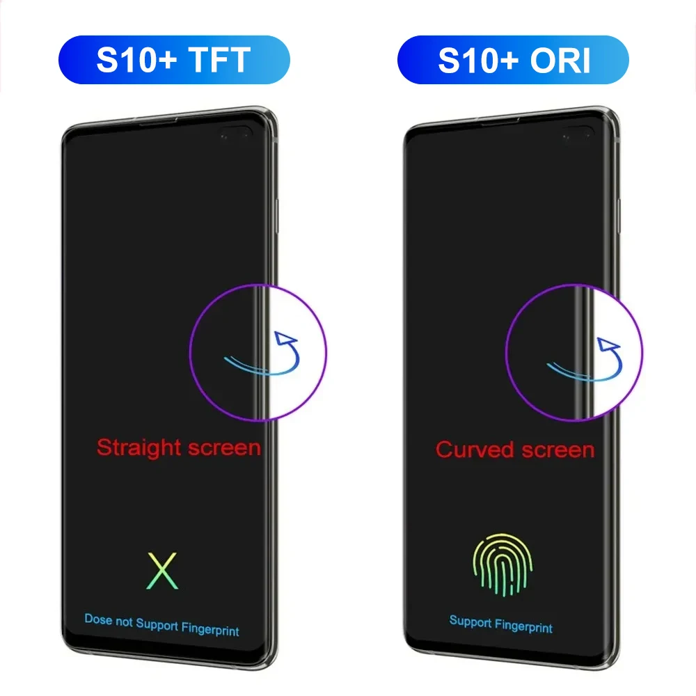 S10 plus tft lcd montagem da tela para samsung galaxy s10 + g975f g975f/ds display lcd digitador da tela de toque com quadro