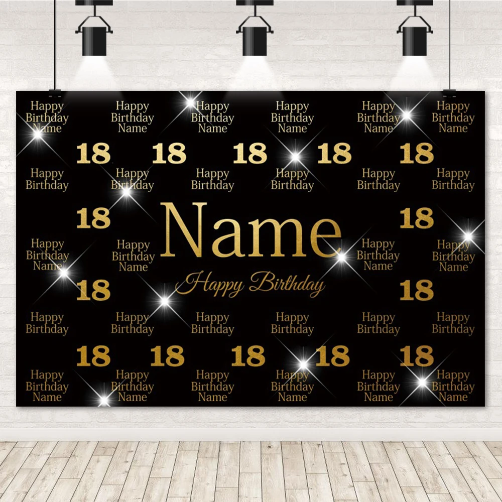 

Customized Name Age Text Photo Background Golden Glitter Kids Adults Birthday Party Banner Baby Shower Photography Backdrops