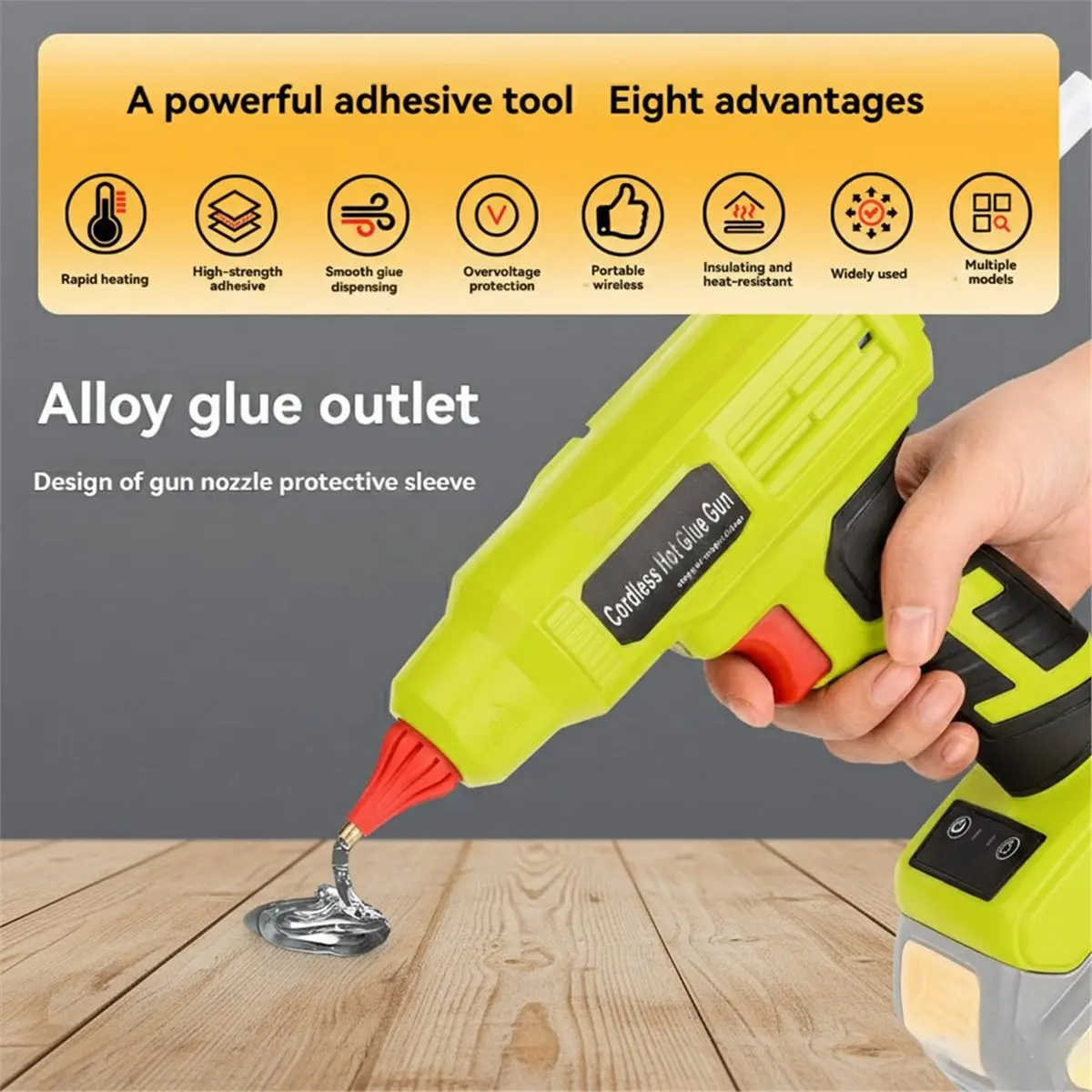 

【BAAQ】 Беспроводной горячий клей для батареи 20 В, цифровой дисплей, регулируемая температура, сверхмощный клей для поделок своими руками