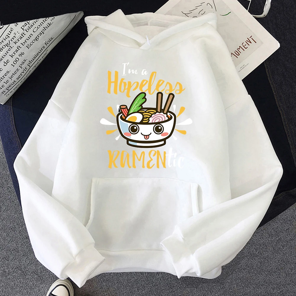 Kat Ramen Hoodie Vrouwen Harajuku Grappige Leuke Grafische Noodle Hoodies Unisex Japanse Anime Esthetische Noodle Truien Sweatshirts