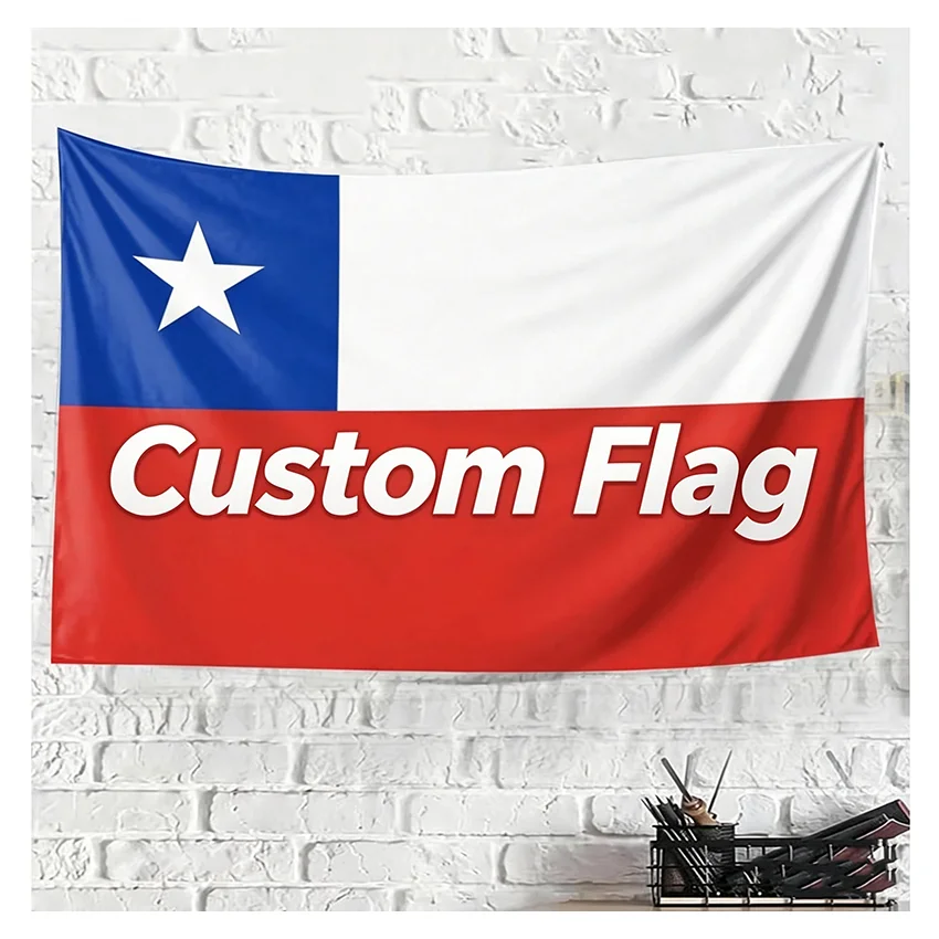 Custom Chile Flag Tapestry Personalized Photo Image Design Wall Hanging Banner for Bedroom Dorm Room Decor