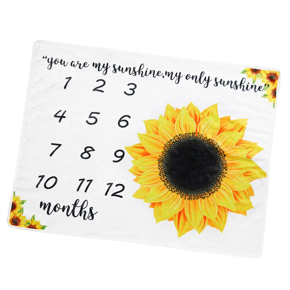

1pc Newborn Photography Blanket Sunflowers Digital Printing Decorative Calendar Flannel Blanket baby blanket