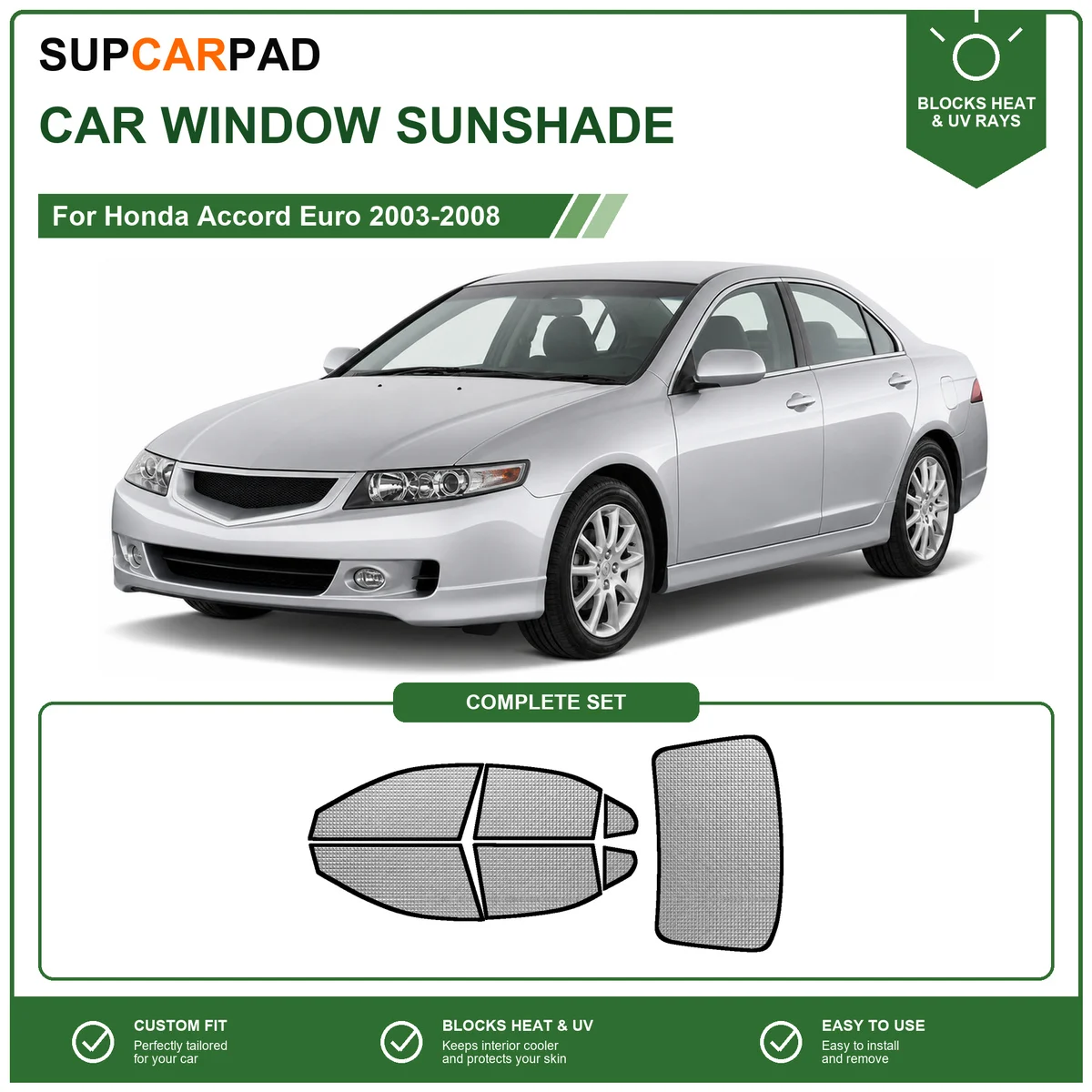 For Honda Accord Euro 2003-2008 Full Set Car Window Sunshades UV Block Privacy Heat Insulated Foldable Car Curtain