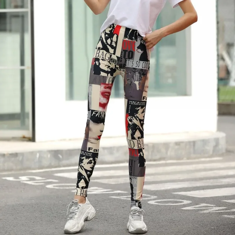 Women Colorful Digital Print Sexy Leggings Stretch Workout Push Up Trousers Fitness Pants Sexy Push Up Gym Wear Elastic Slim