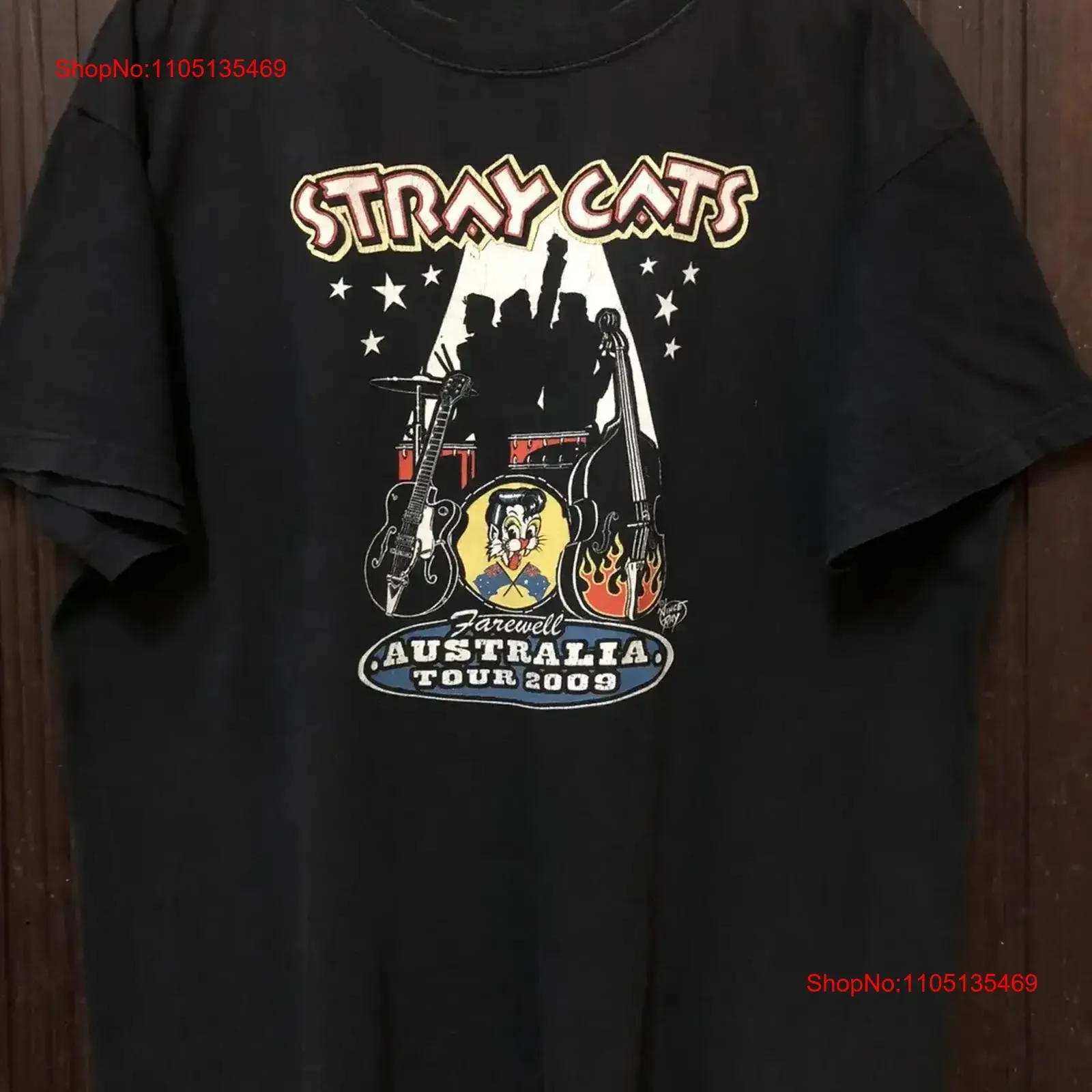

Vtg Stray Cats Farewell Australia Tour Cotton Black T Shirt For Men BT091 vintage Washed streetwear Soft Stylish Stretched