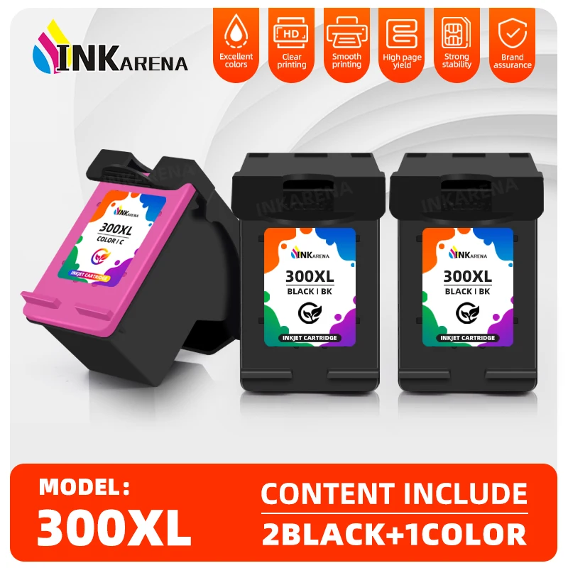 Inkarena-خرطوشة حبر معاد تصنيعها لـ HP 300 ، Deskjet D1660 ، D2560 ، D2660 ، D5560 ، F2420 ، 300XL