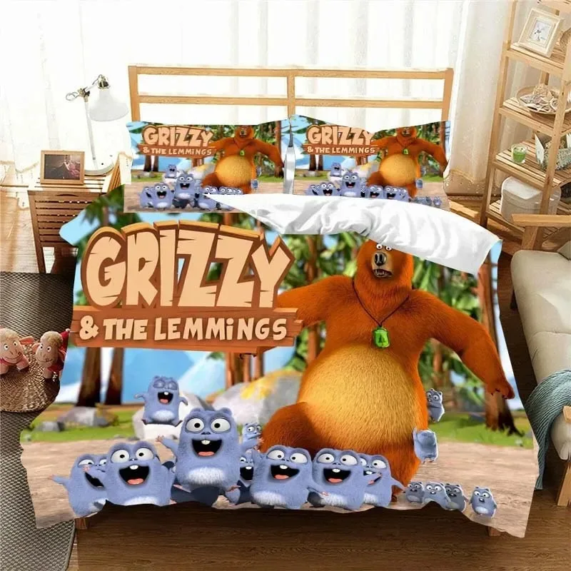 

3D G-Grizzy and The Lemmings Bedding Set Duvet Cover Comforter Bed Single Twin Full Queen Youth Kids Girl Boys Gift Bed Sheets