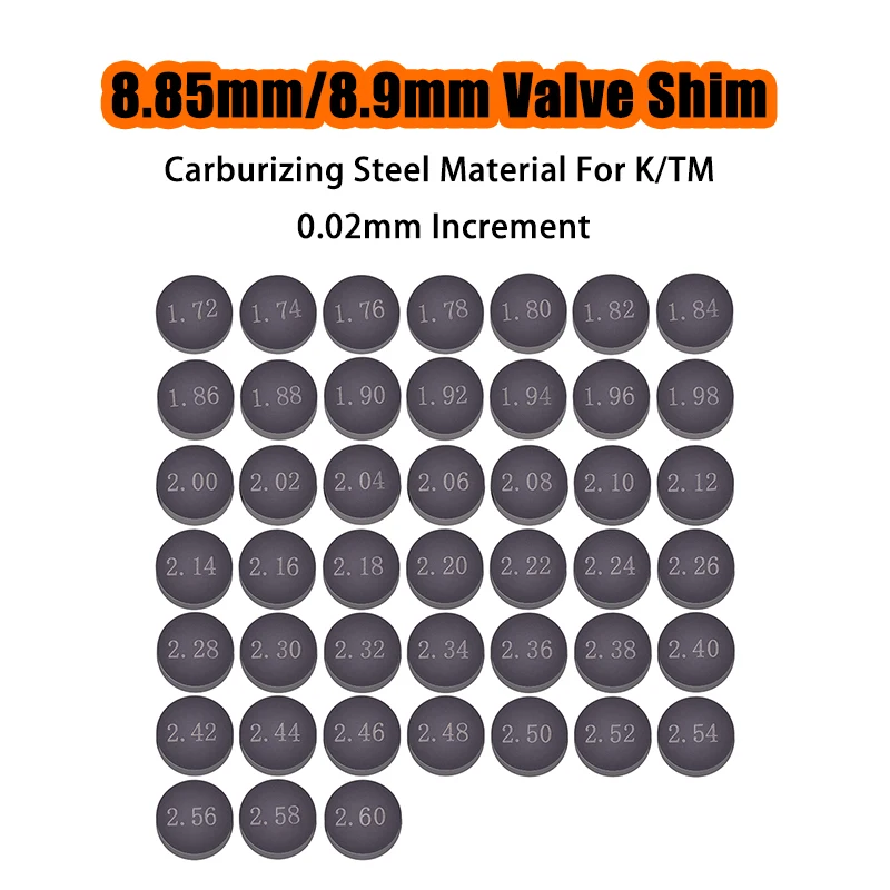 8.85~8.9mm Moto Adjustable 1.72-2.6mm Valves Pads Valve Shim For KT/M RC 250 350 450 505 EXC SX ATV SX SXF XCF XCFW Freeride 350
