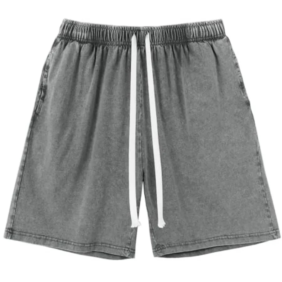 

Gihuo Mens Sweat Shorts Cotton Athletic Shorts Vintage Acid Wash Drawstring Workout Shorts
