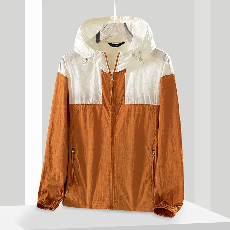 Summer Outdoor Quick Dry Sun-Protective Thin Jacket Men Hiking Fishing Cycling Hooded Gym Sport Windbreaker Ultra Light Coats