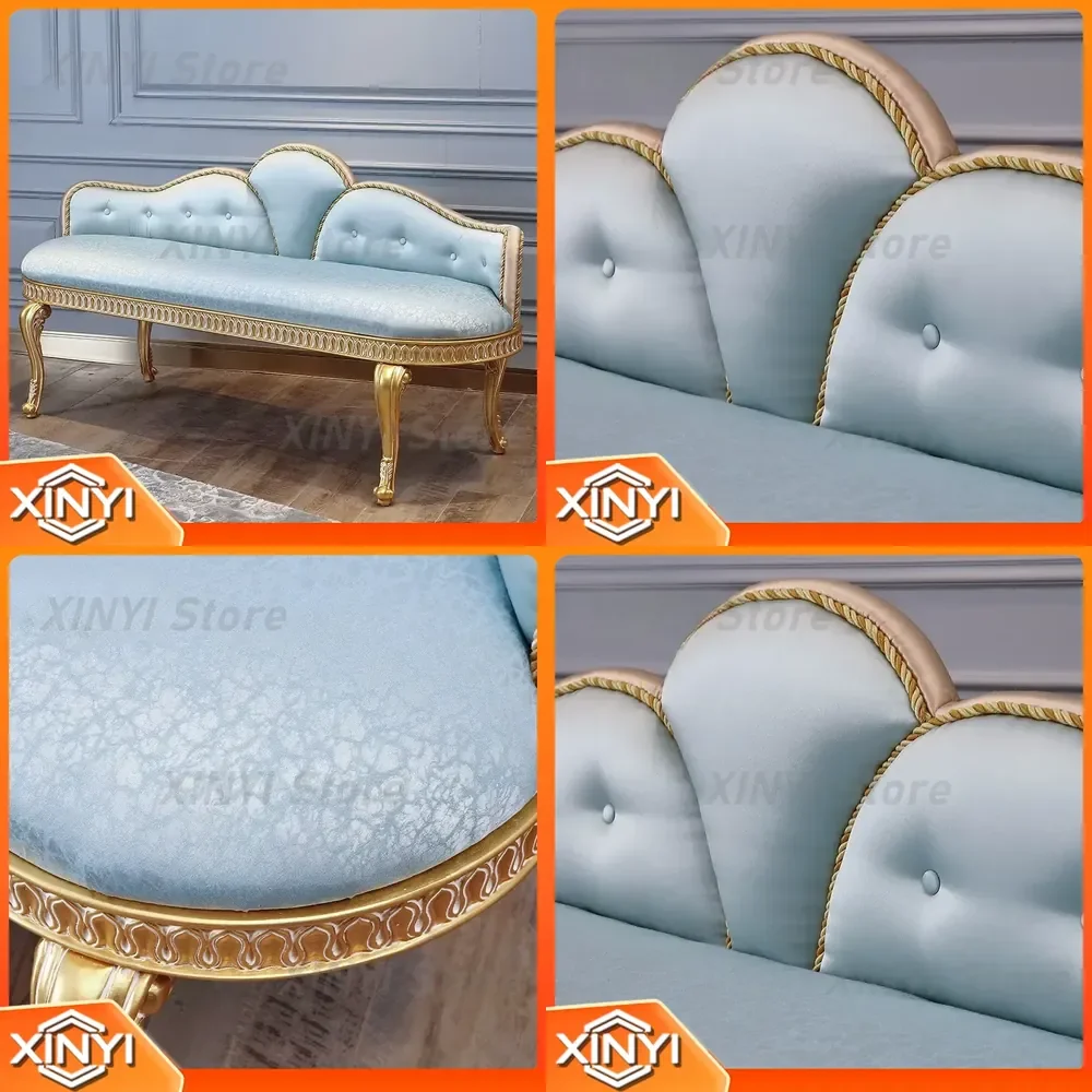 European Court Style Furniture for Italian Antique Old Furniture Light Luxury Solid Wood Carving Bedside Stool Home Decor