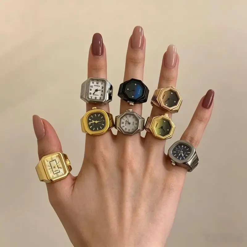 Ring Watch New Hot Selling Mini Finger Watch Creative Alloy Shell Finger Square Dial Couple Men And Women