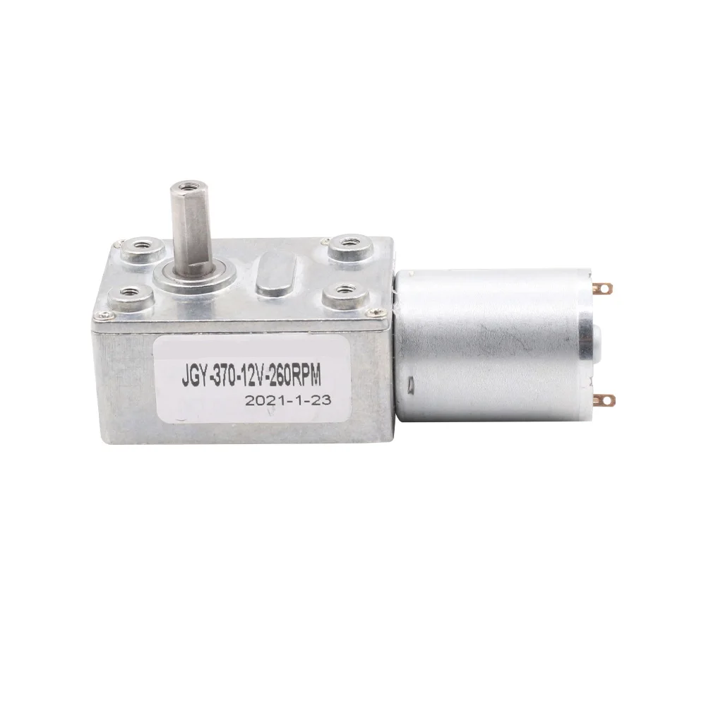 12V 24V Reverse High power jgy 370 Self-lock low noise hollow shaft Small  Dc Motor Electric Drive Worm Gear Motor For Winch