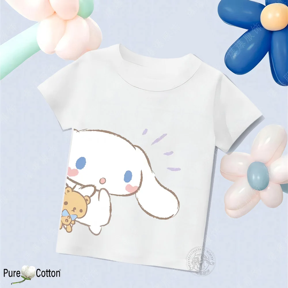 Children\'s tops T-shirt Sanrio Pure Cotton Print Cinnamoroll Dog Multi Color Soft Tees High Quality Kid Clothing Boys and Girls