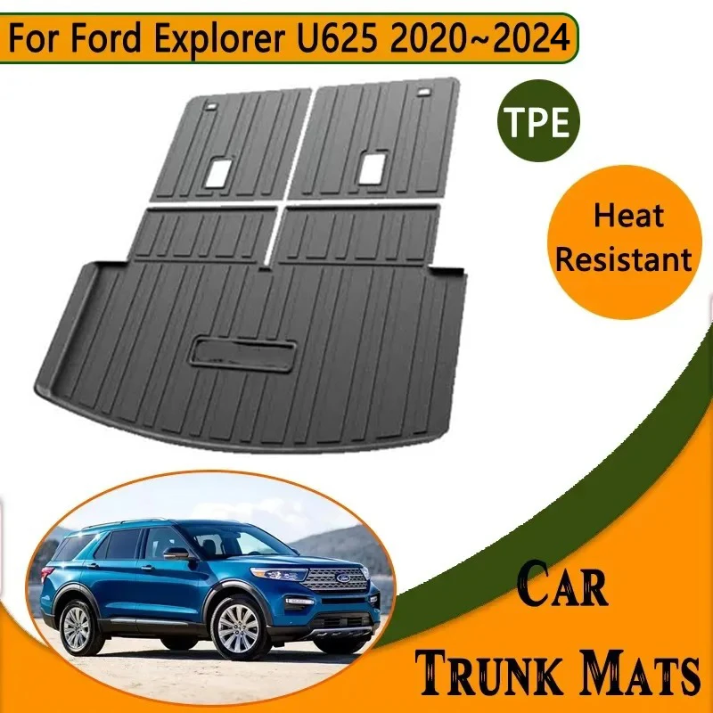 Car Trunk Floor Mats for Ford Explorer U625 MK6 2021 2022 2023 2024 7seat Carpet Anti-scratch Cushion Storage Pad Accessories