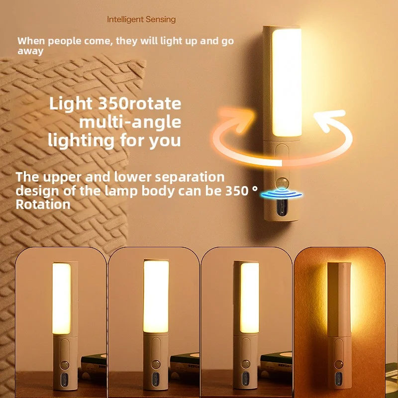 Sensor humano inteligente luz noturna portátil lâmpada de acampamento armário luz parede corredor iluminação para casa lâmpada atmosférica