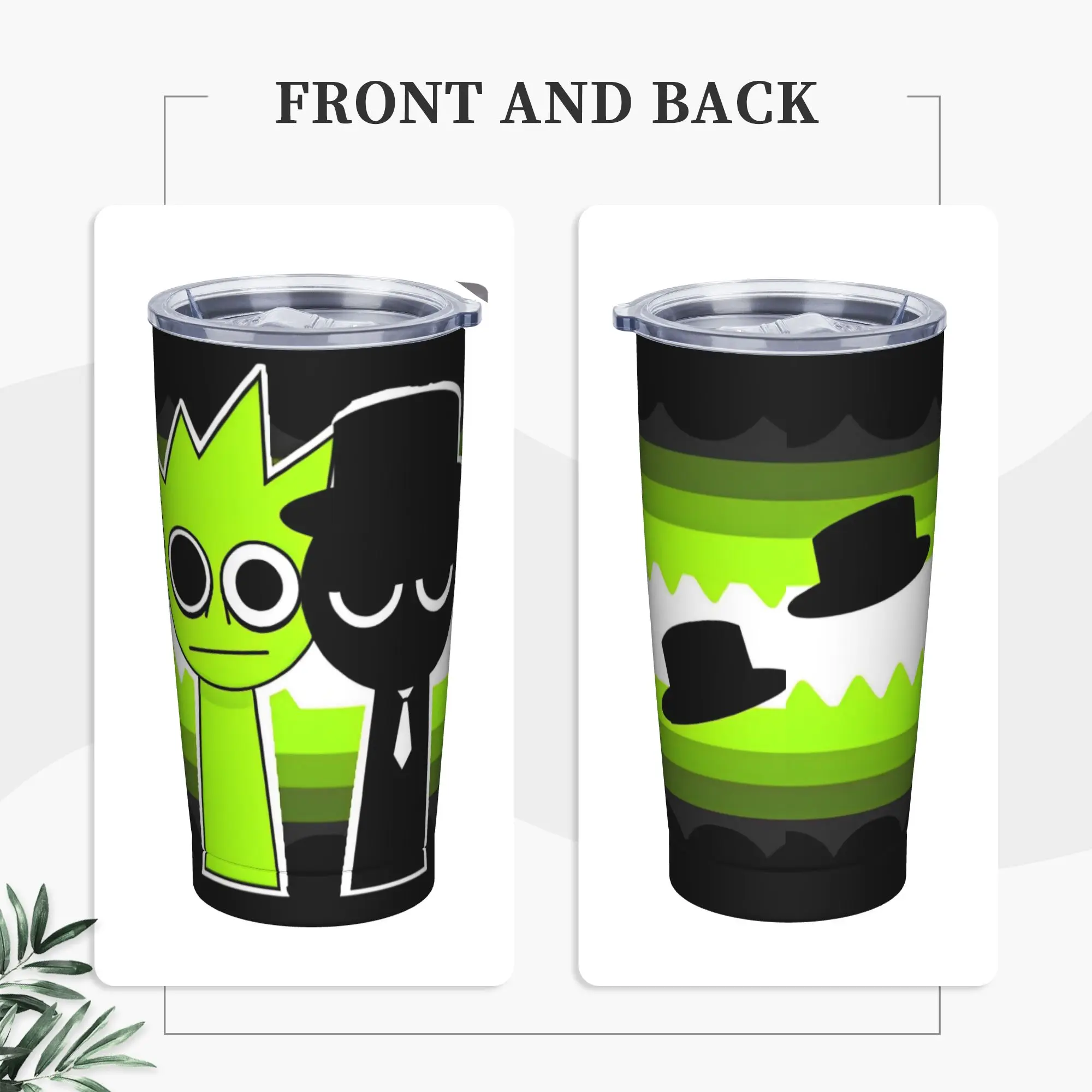 Sprunki Cartoon Anime Tumbler Vacuum Insulated  Thermal Cup with Lid Straw Office Home Mug Water Bottle