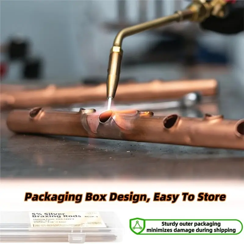 2025 Trend 45Pcs Silver Brazing Rods, Round Silver Welding Rods For HVAC, Refrigerators,Tightly Soldered Copper Tubes, Etc.