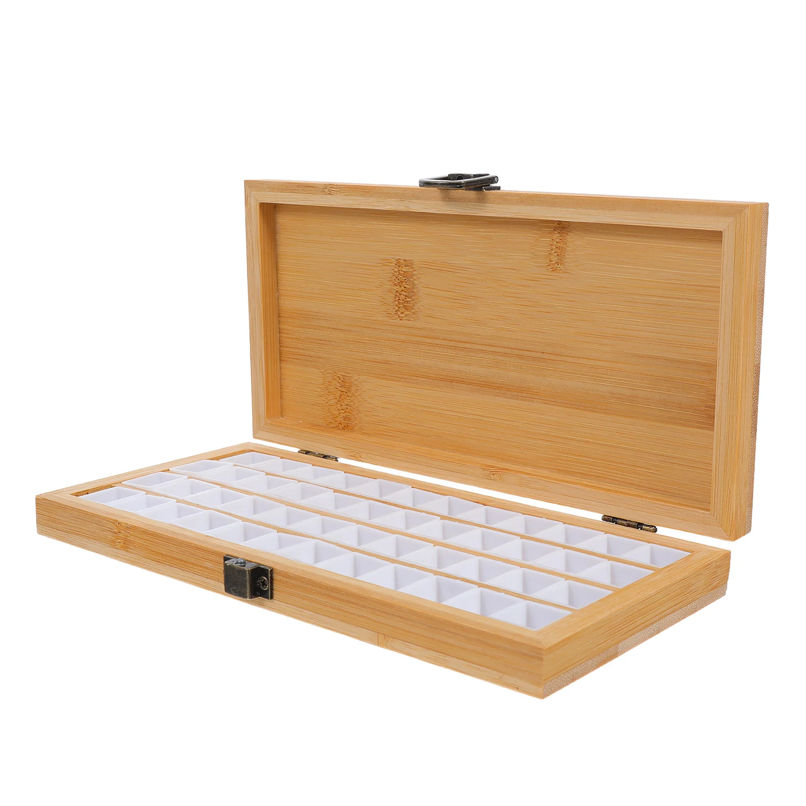 

48 Grids Bamboo Watercolor Palette Portable Paint Palette Box Empty Watercolor Case Professional Outdoor Sketching Travel Art