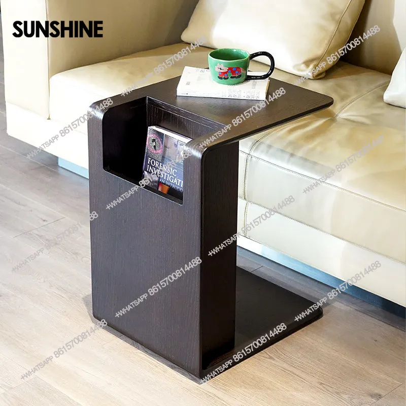 

Modern light luxury living room simple small coffee table minimalist sofa edge corner table