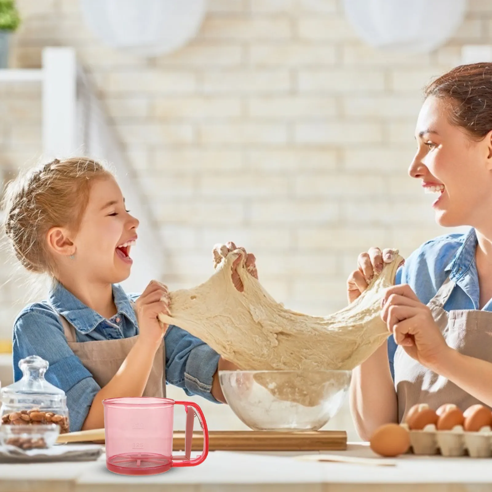 Tamizador de Harina Manual de Acero Inoxidable con Malla Fina para Polvo de Hornear, Azúcar, Cacao, Almendras, Herramienta de Cocina