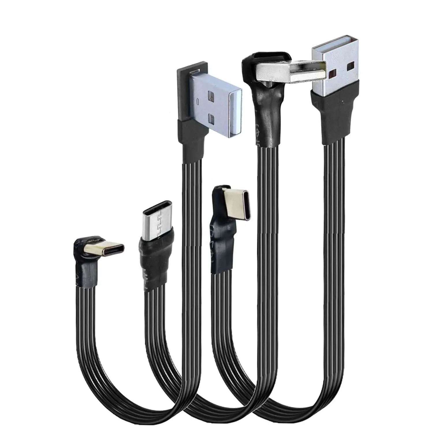 5CM-300CM Double-sided plug type-c data cable Android super flat soft double elbow mobile game tpc-c charger short line 1M 2M