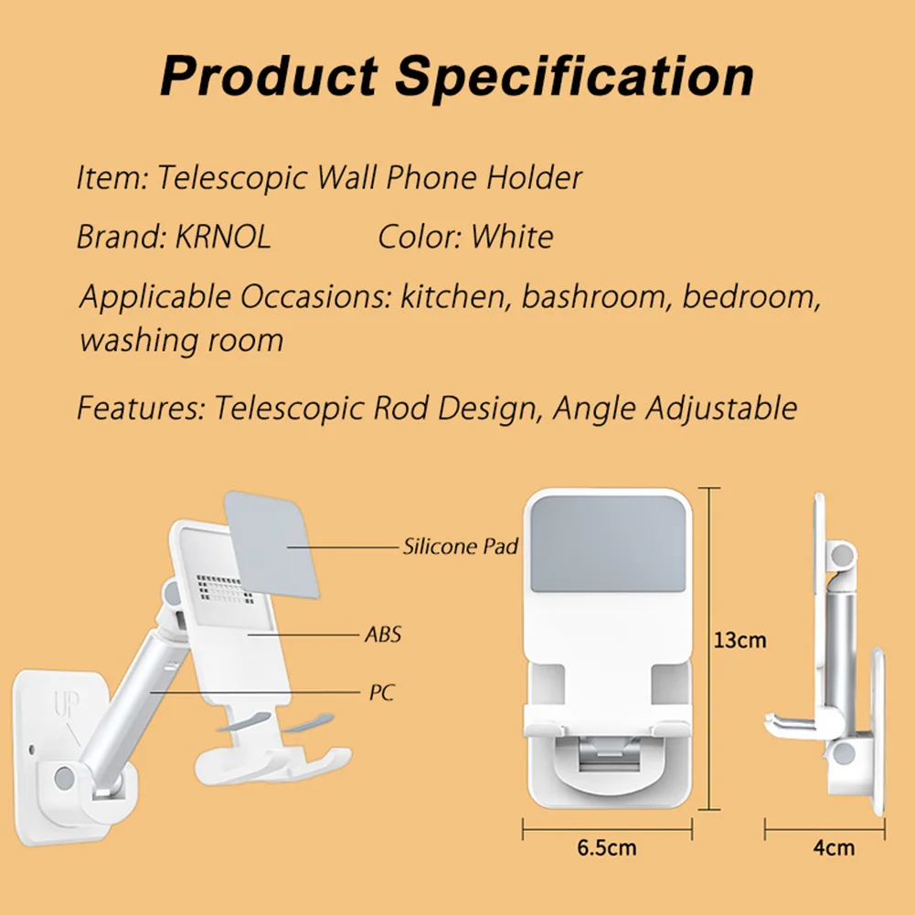 Wall-Mounted Mobile Phone Bracket Adjustables Retractable Phone Bracket For Powder Rooms Home