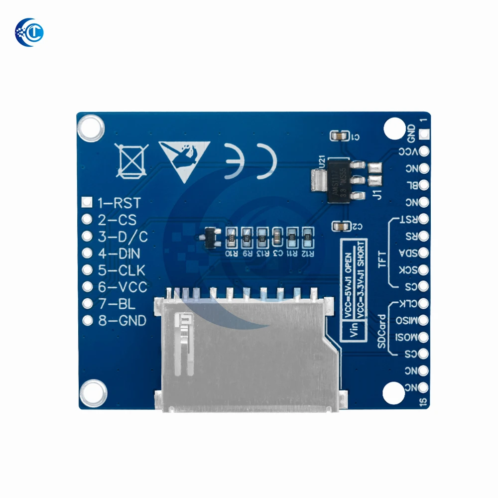 3,3 V/5 V SPI TFT LCD-module (1,8 inch): 128x160 dotmatrix, PCB-adapter IC – compatibel voor Arduino en LCD1602
