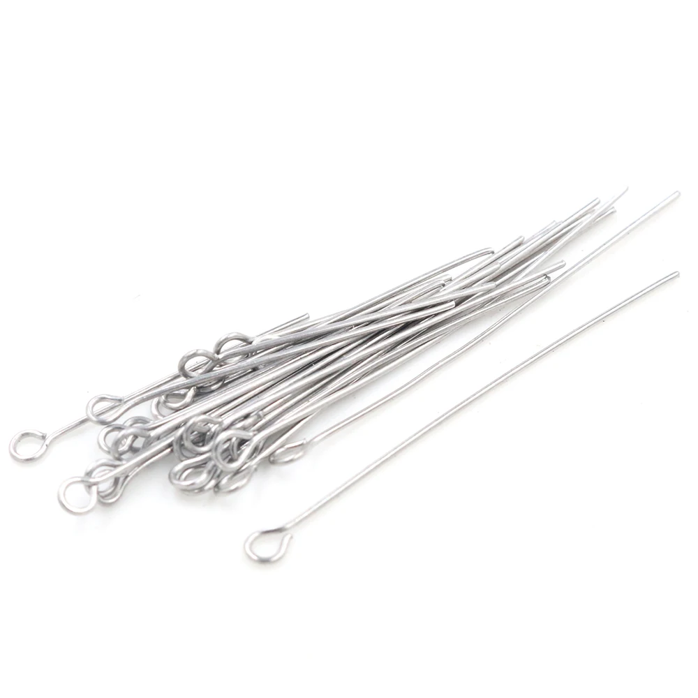 No Fade 100pcs/Lot 20 30 35 40 70 mm Stainless steel Eye Pins Findings Eye Head Pins For Jewelry Making DIY Supplies Accessories