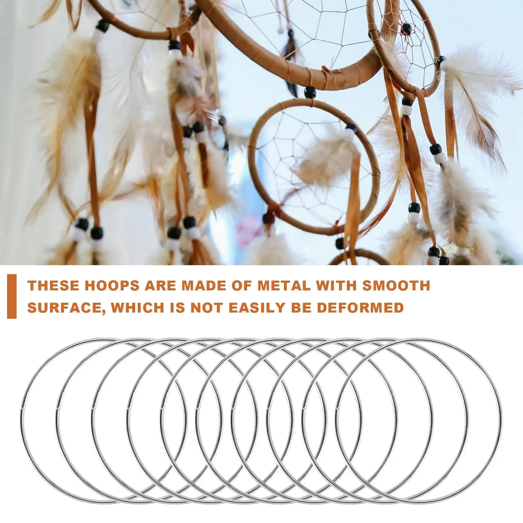 10 Pack 4 Inch Silver Dream Catcher Metal Rings Floral Hoops Wreath Macrame Creations Ring for Crafts DIY Rare