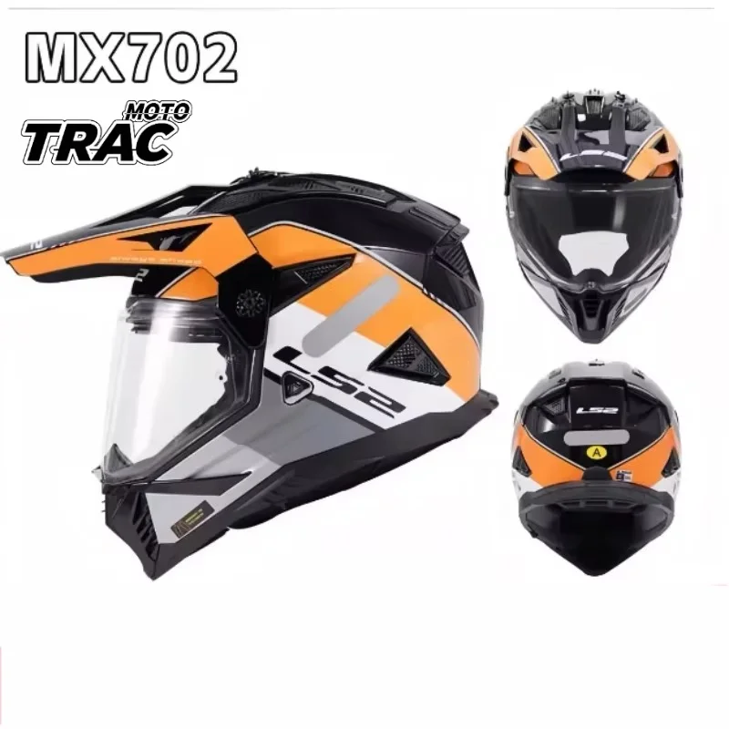For LS2 MX702 Full Face Motorcycle Helmet Double Visors Moto Off-road Racing  EMERGENCY RESCUE DEVICE Motocross Helmet