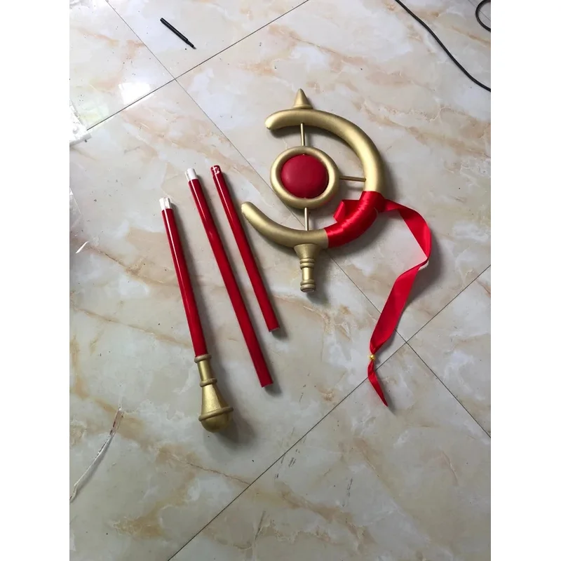 180cm Anime Frieren en el funerario Frieren Cosplay varita arma accesorios pendientes de gota rojos orejas Halloween Cosplay accesorios de disfraces