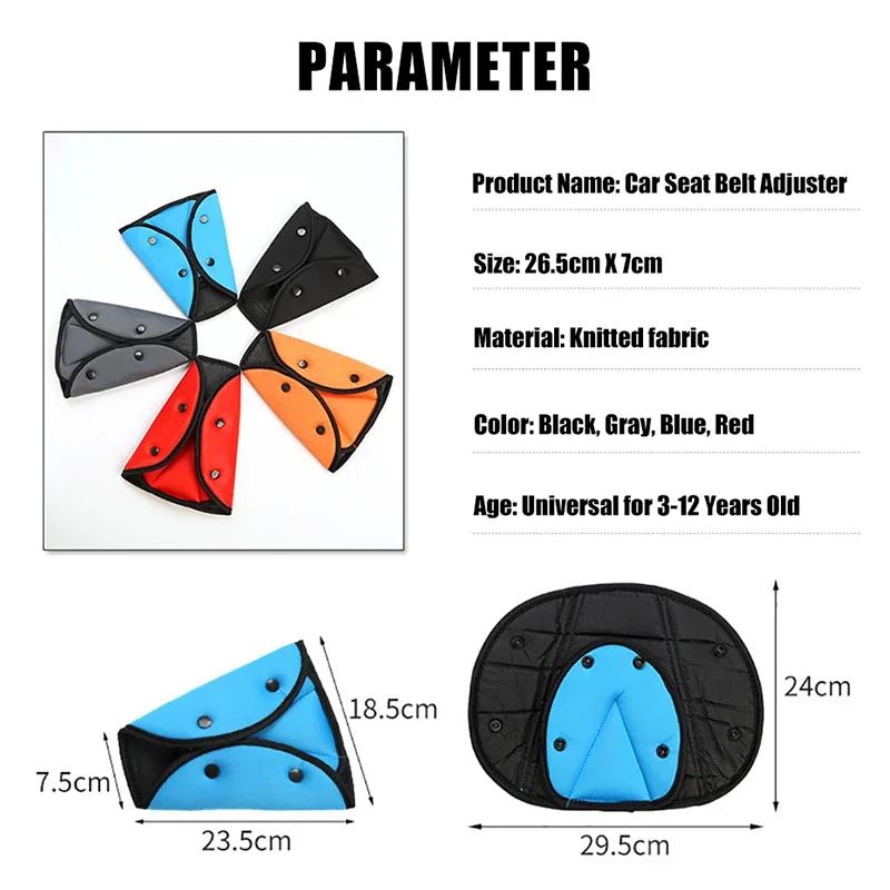 Car Seat Belt Adjuster for Kids Chest Protector Triangle Fixed Seatbelt for Children Soft Pads Baby Seat Belt Positioner Cushion