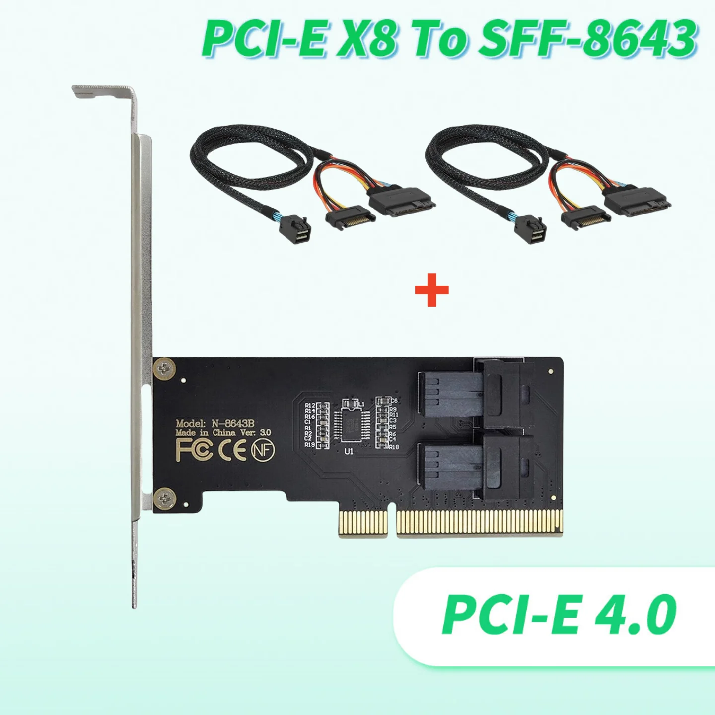 

2025 НОВЫЙ кабель-переходник PCI-E 4.0 X8 NVME Riser с двумя портами SFF-8643 Mini SAS M.2 к U.2 SFF-8639